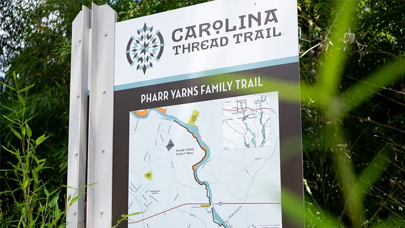 Map sign showing the Pharr Yarns Family Trail